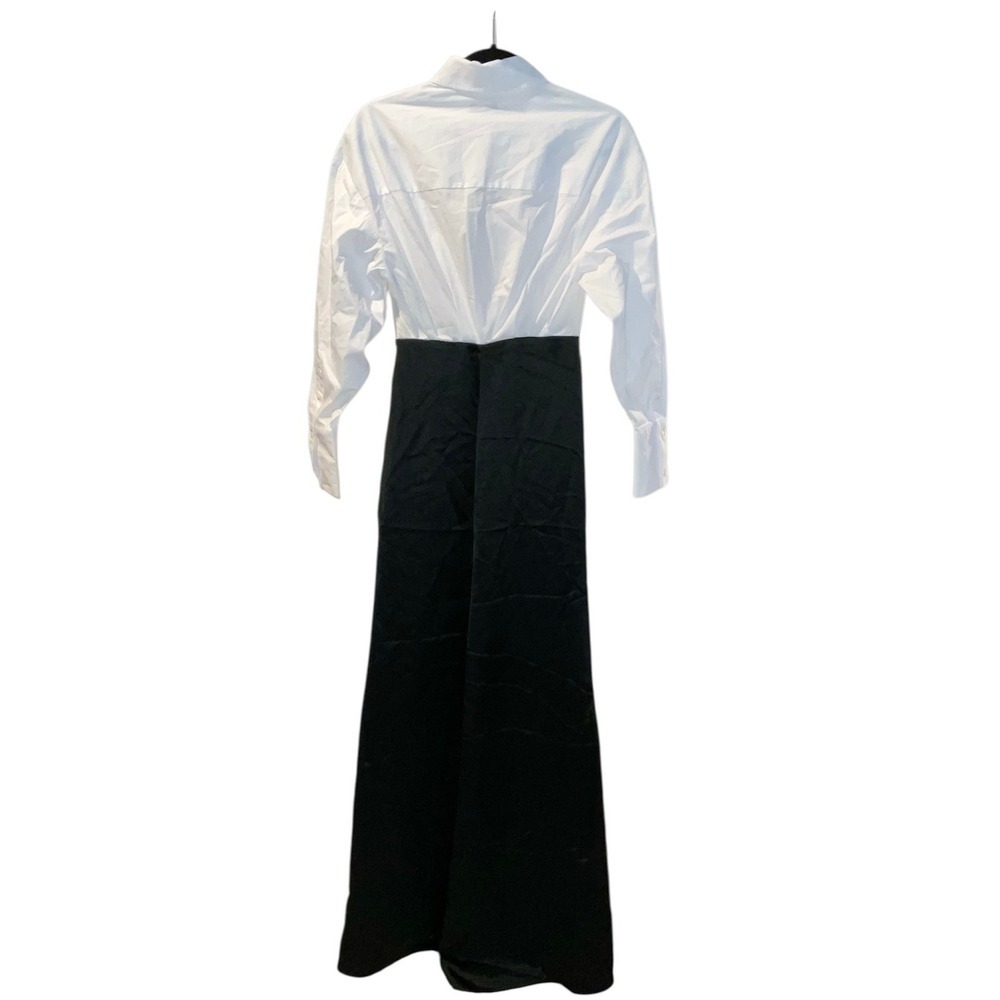 Staud Nile Black Satin Maxi Skirt White Button Down Shirt Combo Dress - Picture 3 of 9
